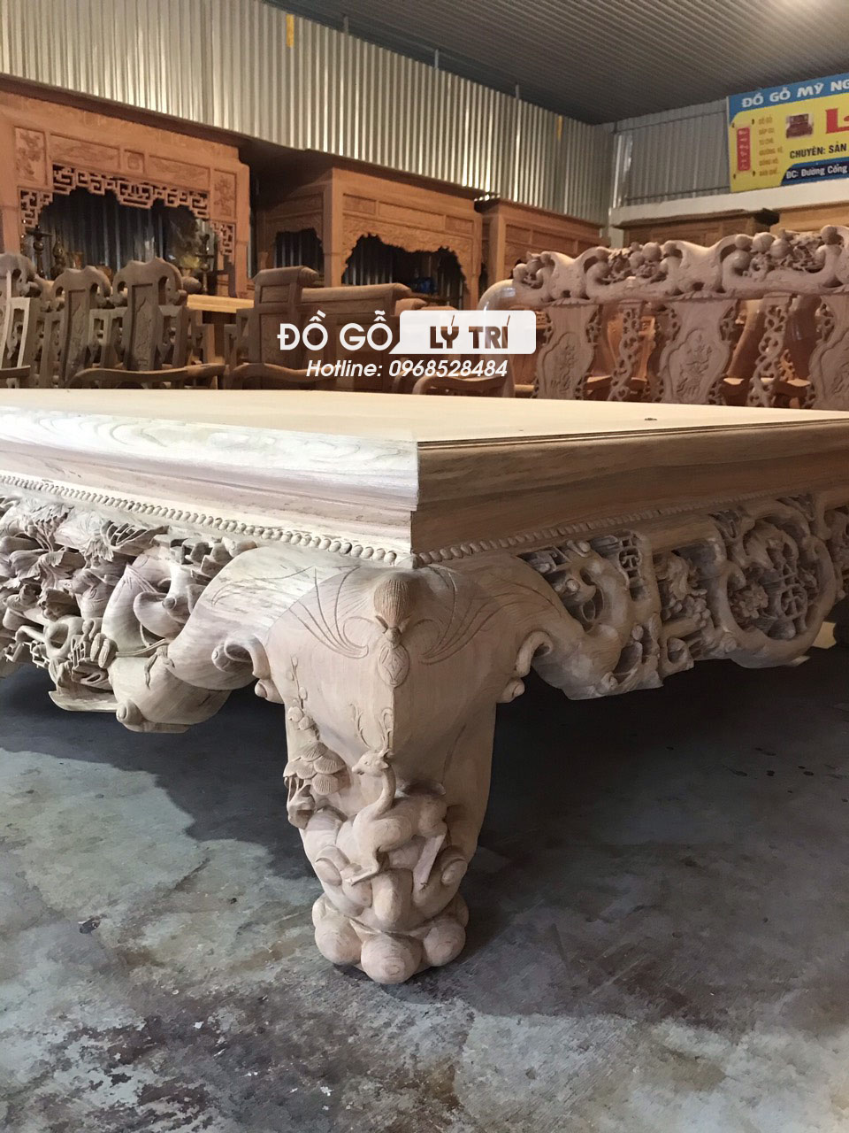 Sập nằm gỗ gụ Lào chân 24, 180*220