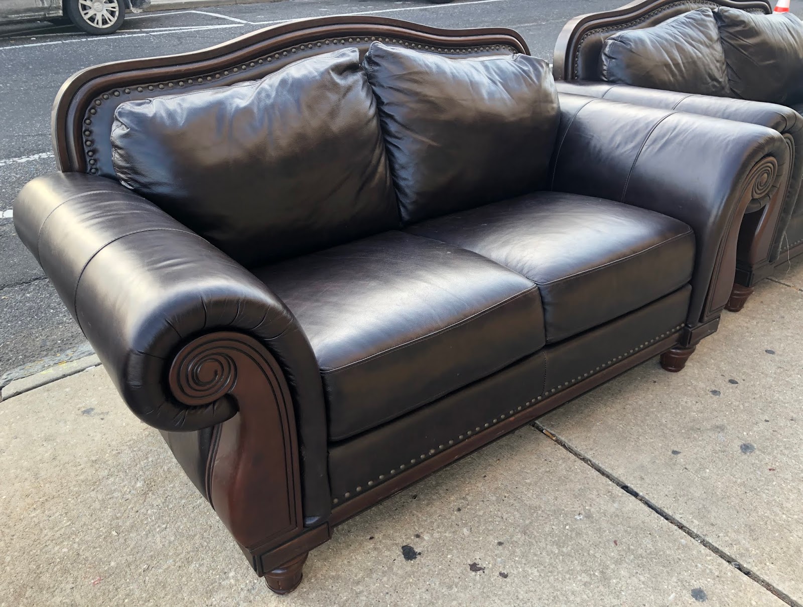 Uhuru Furniture & Collectibles Faux Leather Armchair & Two Loveseats