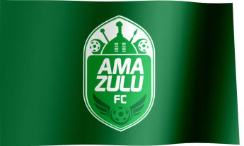 The waving flag of AmaZulu F.C. with the logo (Animated GIF)