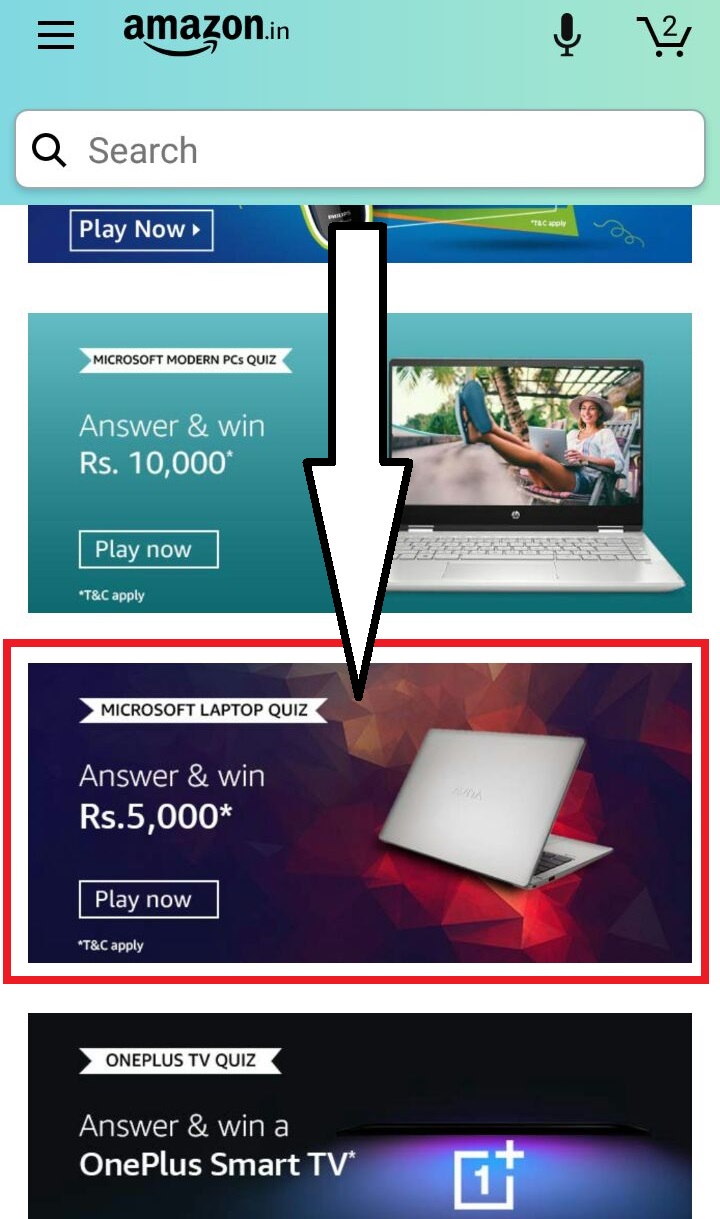 Amazon Microsoft Laptop Quiz Win Rs 5000 Pay Balance MIZO TIPS AND TRICKS