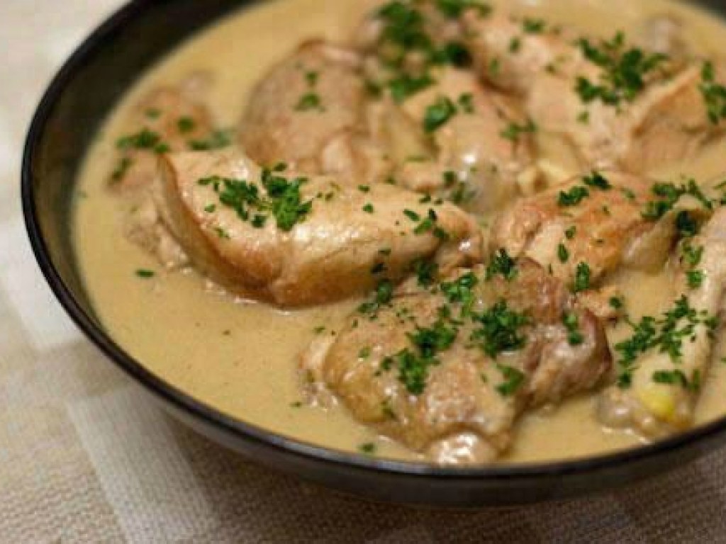 Poulet à la crème et aux champignons | idee repas