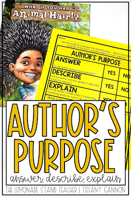 Teaching Author's Purpose, Answer, Describe, and Explain