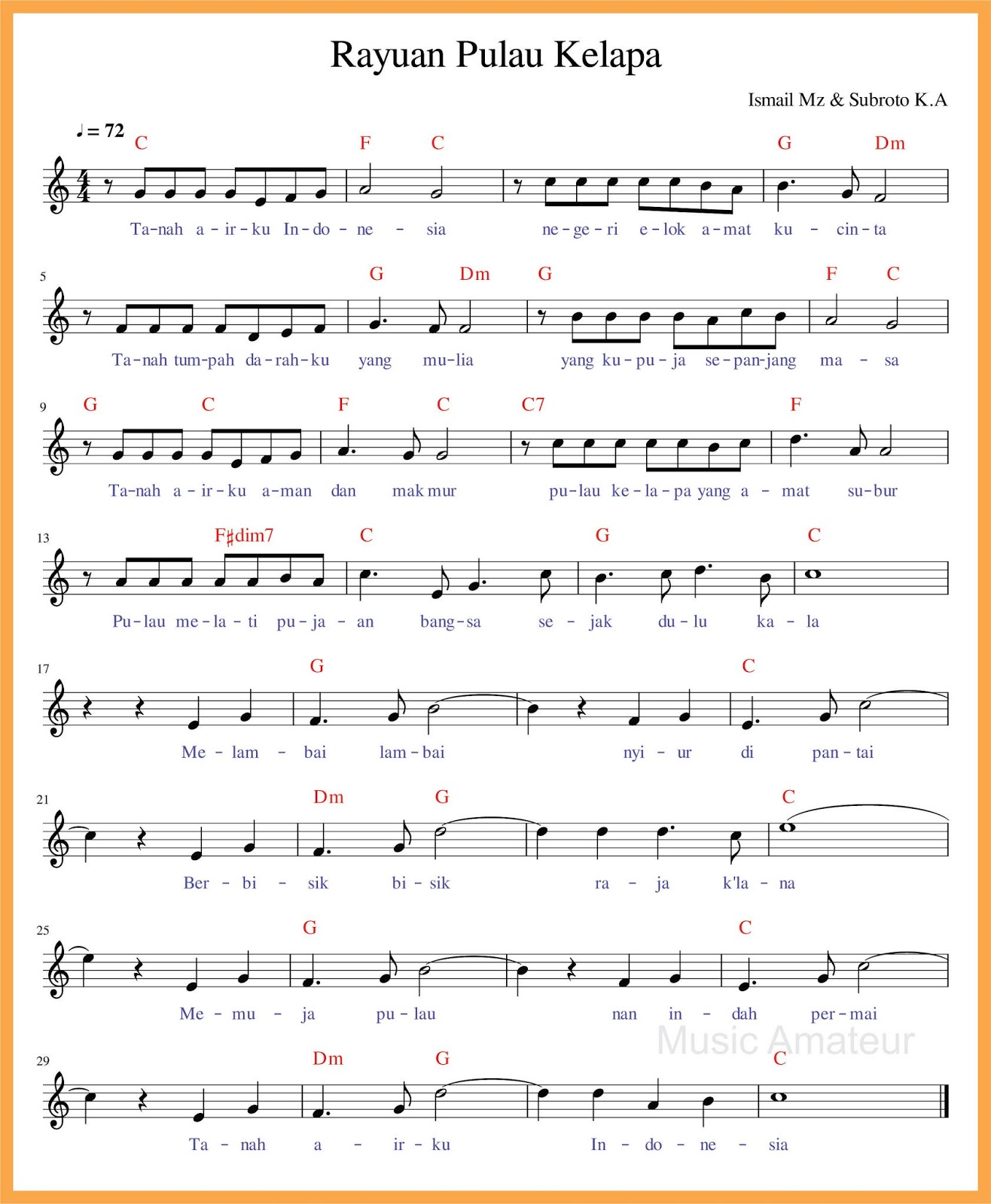 Kunci Lagu Rayuan Pulau Kelapa – Mudah