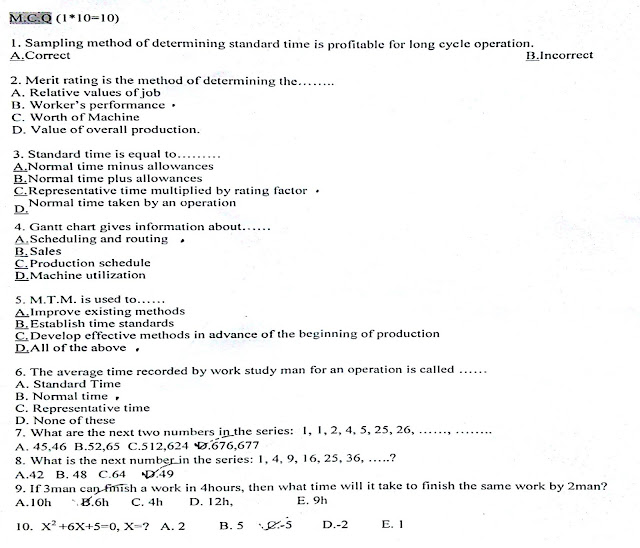 Textile Tools Interview Question For Sr. Executive IE Or Work Study