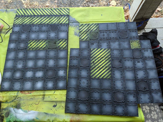 Selection of tiles with Hazard stripes