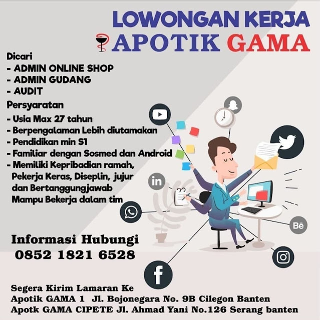 Apotik Gama Serang Membuka Banyak Lowongan Juni 2020 Serangid Apotik Gama Serang Membuka Banyak Lowongan Juni 2020 Serangid