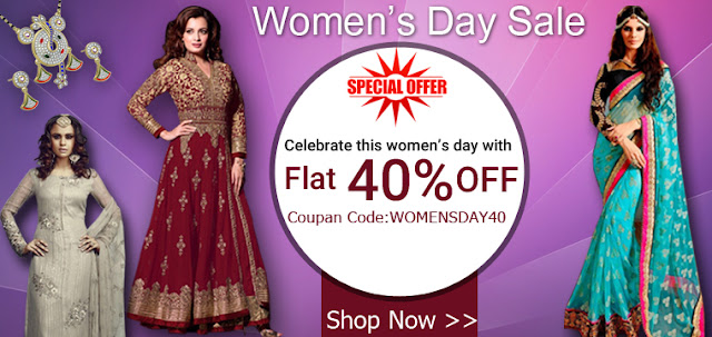 Women's Day Special Sa;e Dhamaka Offer Flat 40% Off On Women Sarees Salwar Suits Kurtis Jewellery and Lehenga Choli Online Shopping at Pavitraa.in