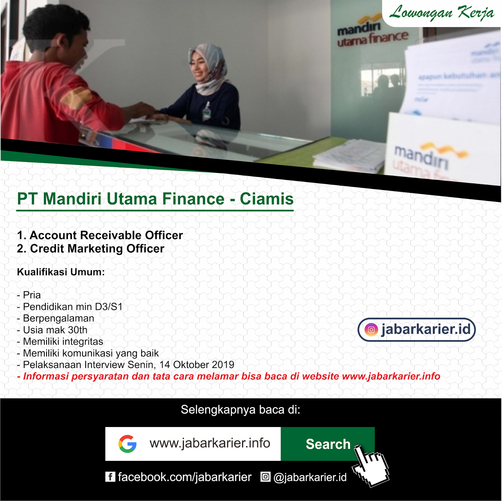 Walk In Interview Pt Mandiri Utama Finance Ciamis Lowongan Kerja Terbaru Tahun 2020 Informasi Rekrutmen Cpns Pppk 2020