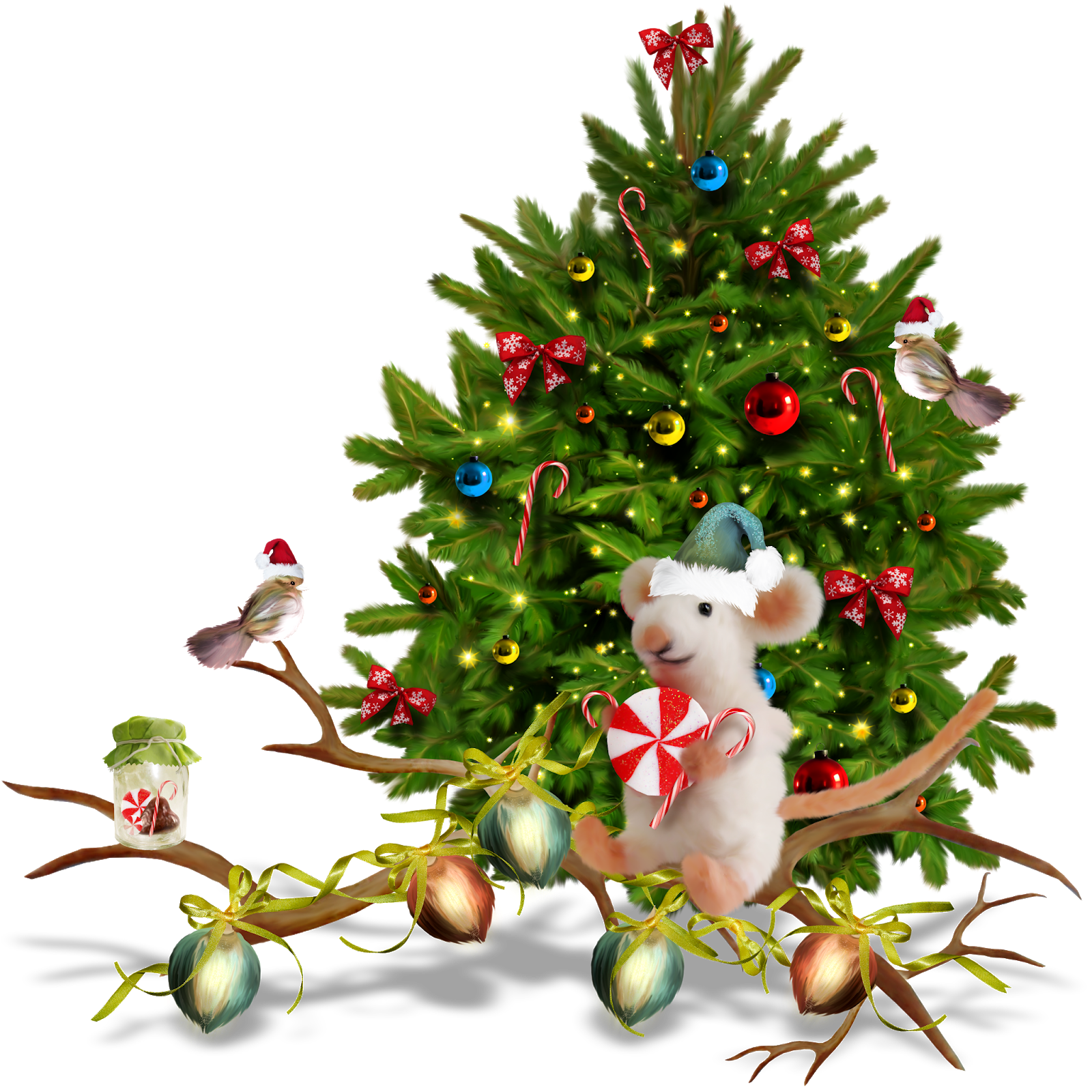 Новогодний клипарт. Елочная ветка с игрушками. Новый пнг. Новогодний подарок из еловых веток. Новогодняя плашка.