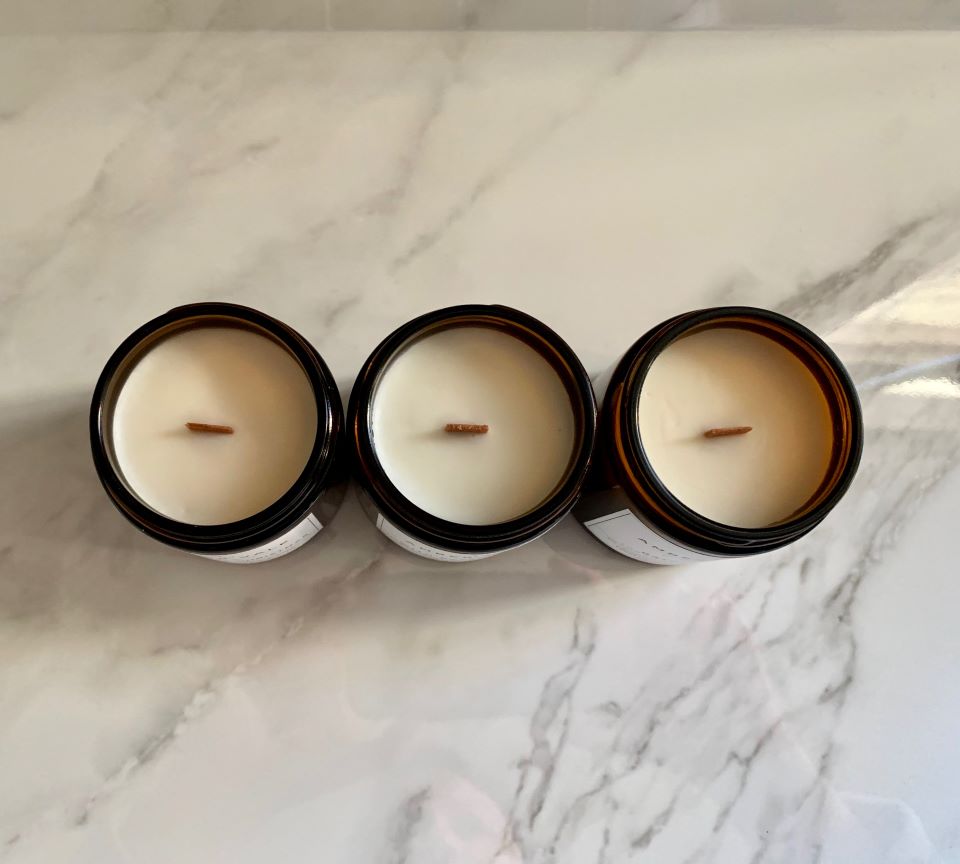 unlit holiday candle trio with wood wicks #ad 