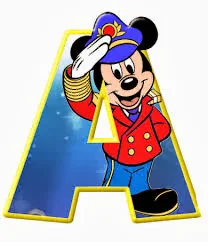 Alfabeto de personajes Disney con letras grandes A Mickey capitán.