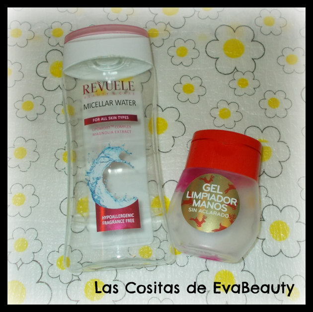 Agua micelar Revuele y Gel limpiador de manos deliplús terminados empties