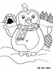 Penguin playing in the Snow coloring page