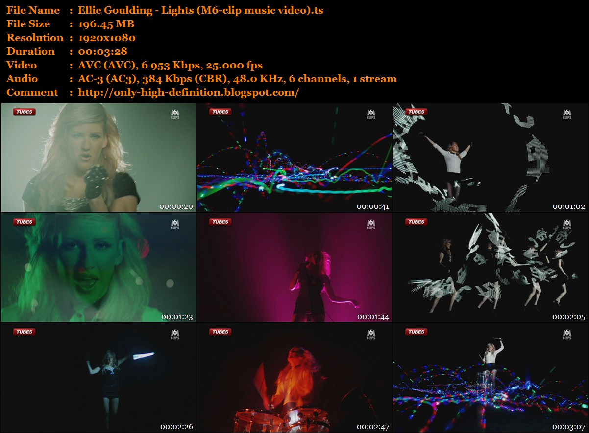 Only High Definition Ellie Goulding Lights (M6clip music video)