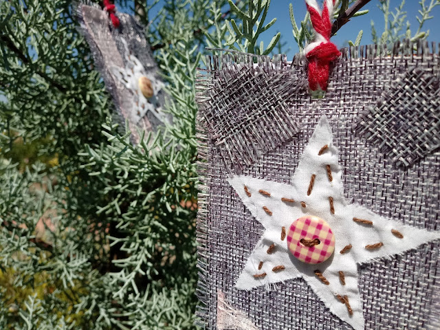 Estrella de tela para decorar abeto o árbol de Navidad
