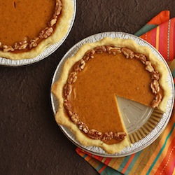 brazil nut or walnut pumpkin pie made with fresh pumpkin and homemade butter based crust