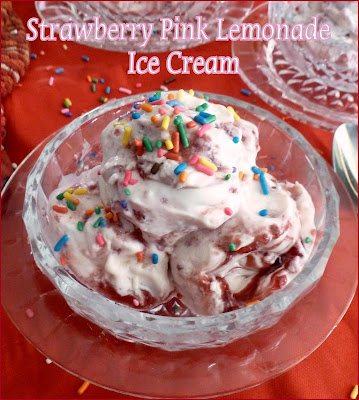Strawberry Pink Lemonade (NO CHURN) Ice cream uses lemonade concentrate, fresh strawberries and just a few other ingredients for a refreshing summer treat. | Recipe developed by www.BakingInATornado.com | #recipe #summer #dessert