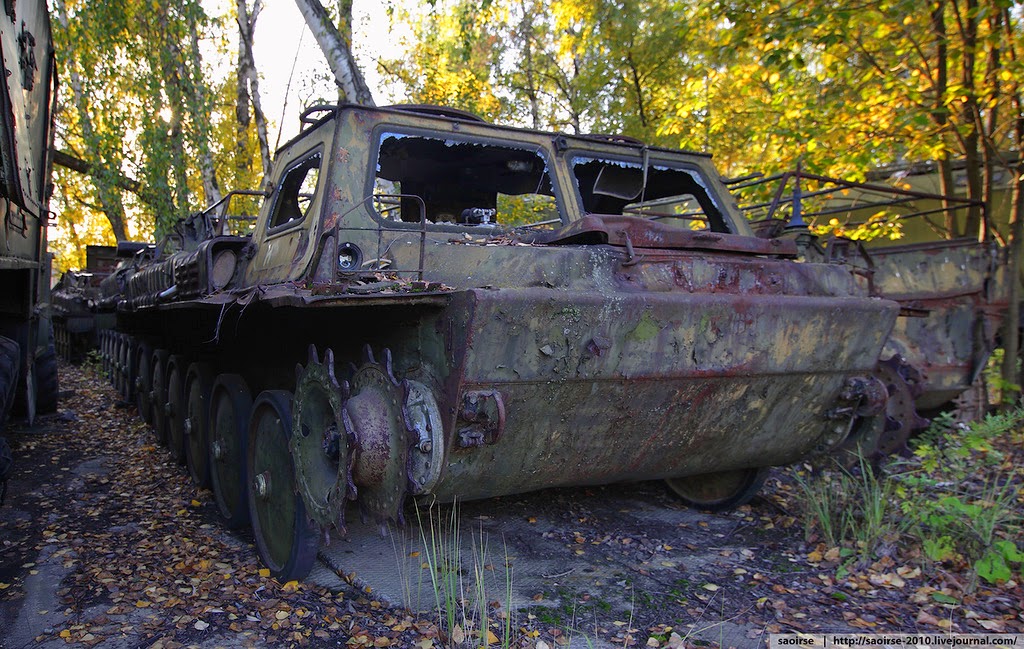 Военные машины в лесу