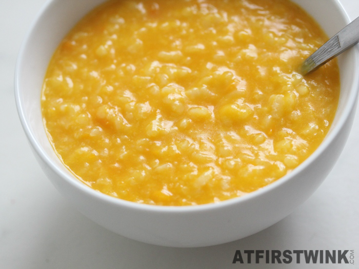 Pumpkin Rice Porridge recipe, made with leftover food