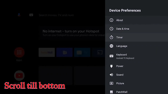 settings scrolling scroll settings till bottom