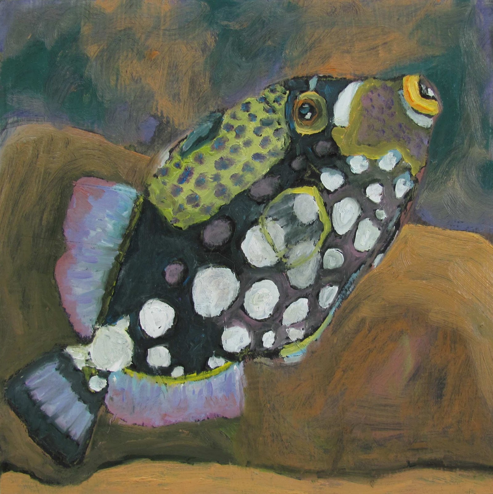 Artist Susan Spohn Queen Trigger Fish, Fish Painting