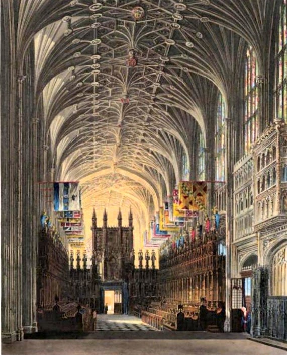 St George's Chapel, Windsor Castle from The History of the Royal Residences by WH Pyne (1819)