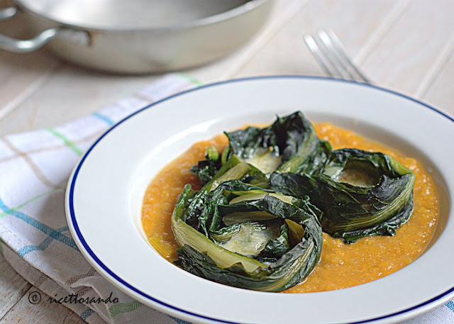 nidi di catalogna su crema di zucca