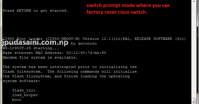 cisco 2950 switch default ip address