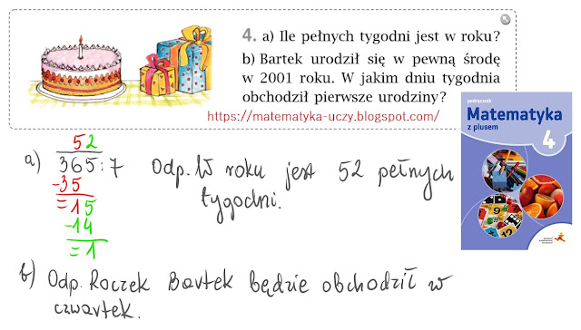 Zad. 3 i 4 str. 106 "Matematyka z plusem 4" Dzielenie pisemne przez liczby jednocyfrowe