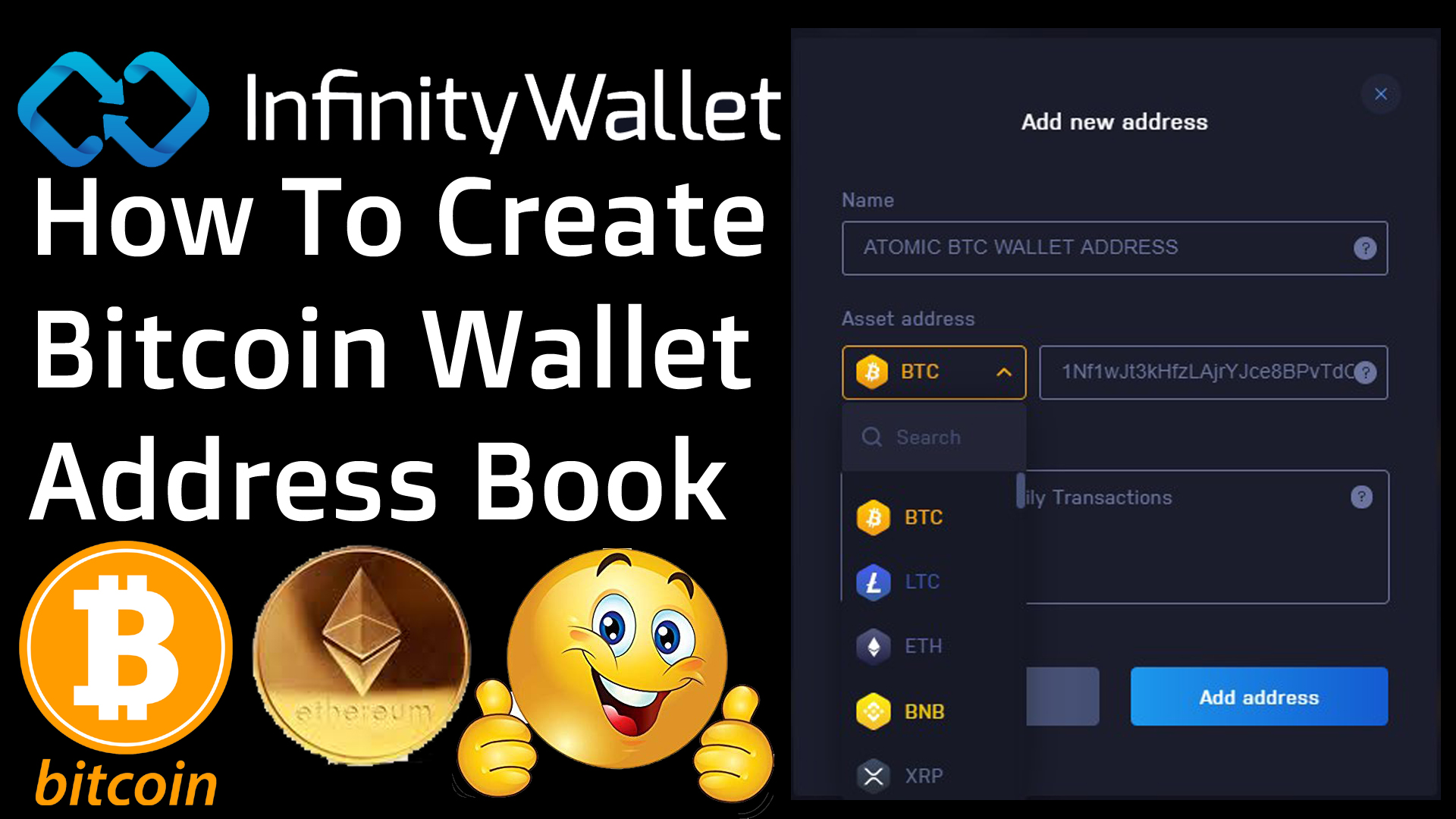 How To Create Bitcoin Wallet Address Book in Infinity Wallet CRYPTO