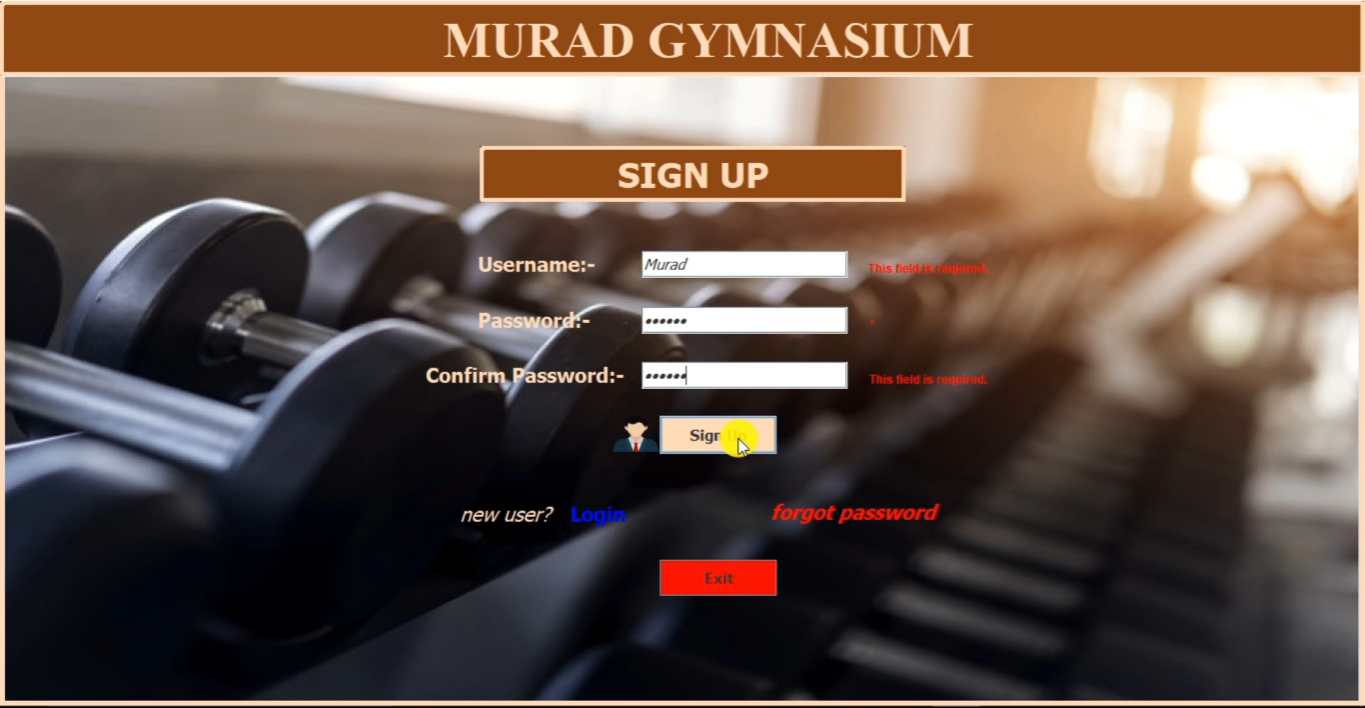 Gym Management System Project using Java and MySQL