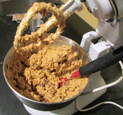 mixer bowl filled with cookie dough