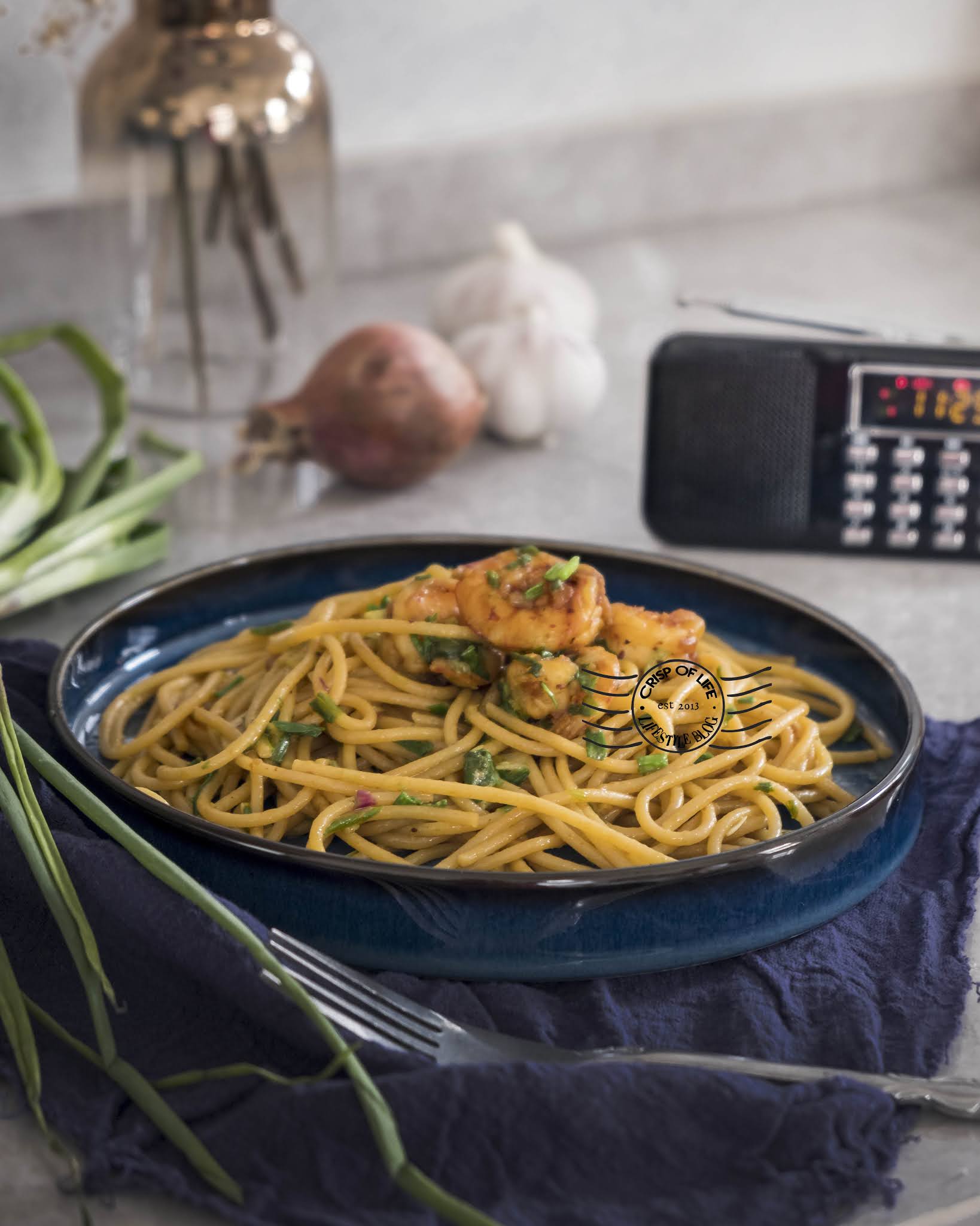 Asian Fusion Spicy Garlic Prawns Pasta Recipe Crisp of Life Penang