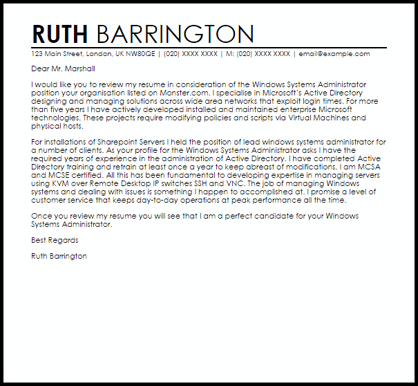 Monster Cover Letter Template Resume Letter