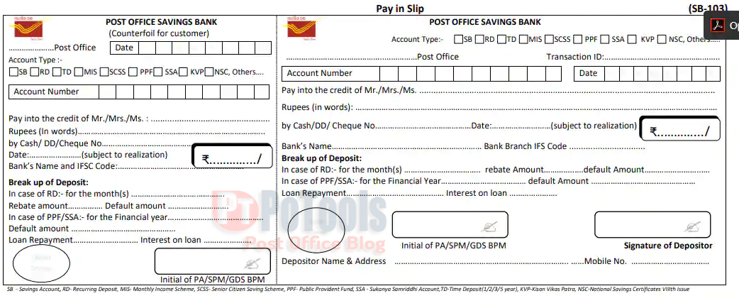 How to fill common Pay in Slip Form for Depositing amount in Post Office? |  PO Tools