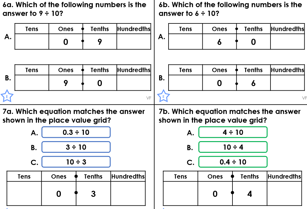 Year 4: Divide 1-digit by 10