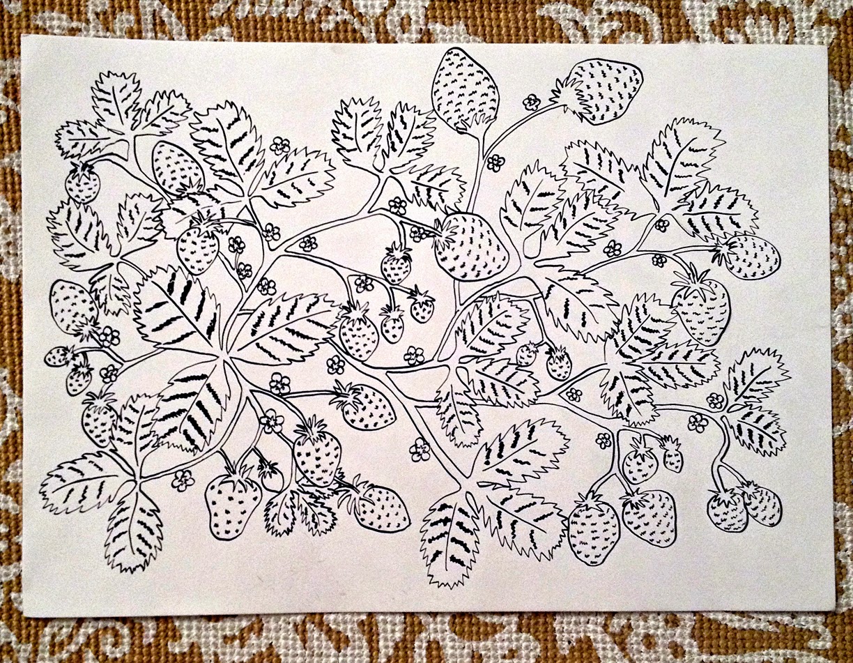 Pulling Prints Drawing a Day 64 Strawberry Patch + Big Strawberry