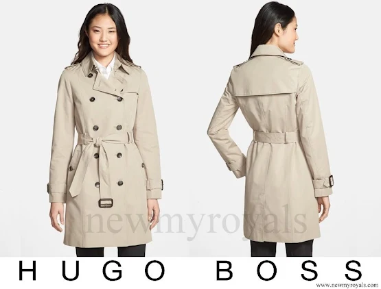 Queen Letizia wore HUGO BOSS Cascadia Double Breasted Trench