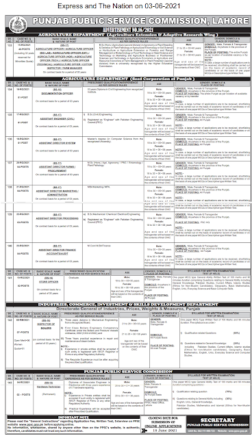 Punjab Public Service Commission, Lahore/advertisement No.16/2021 jobs