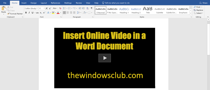 Cómo insertar un video en línea en un documento de Word
