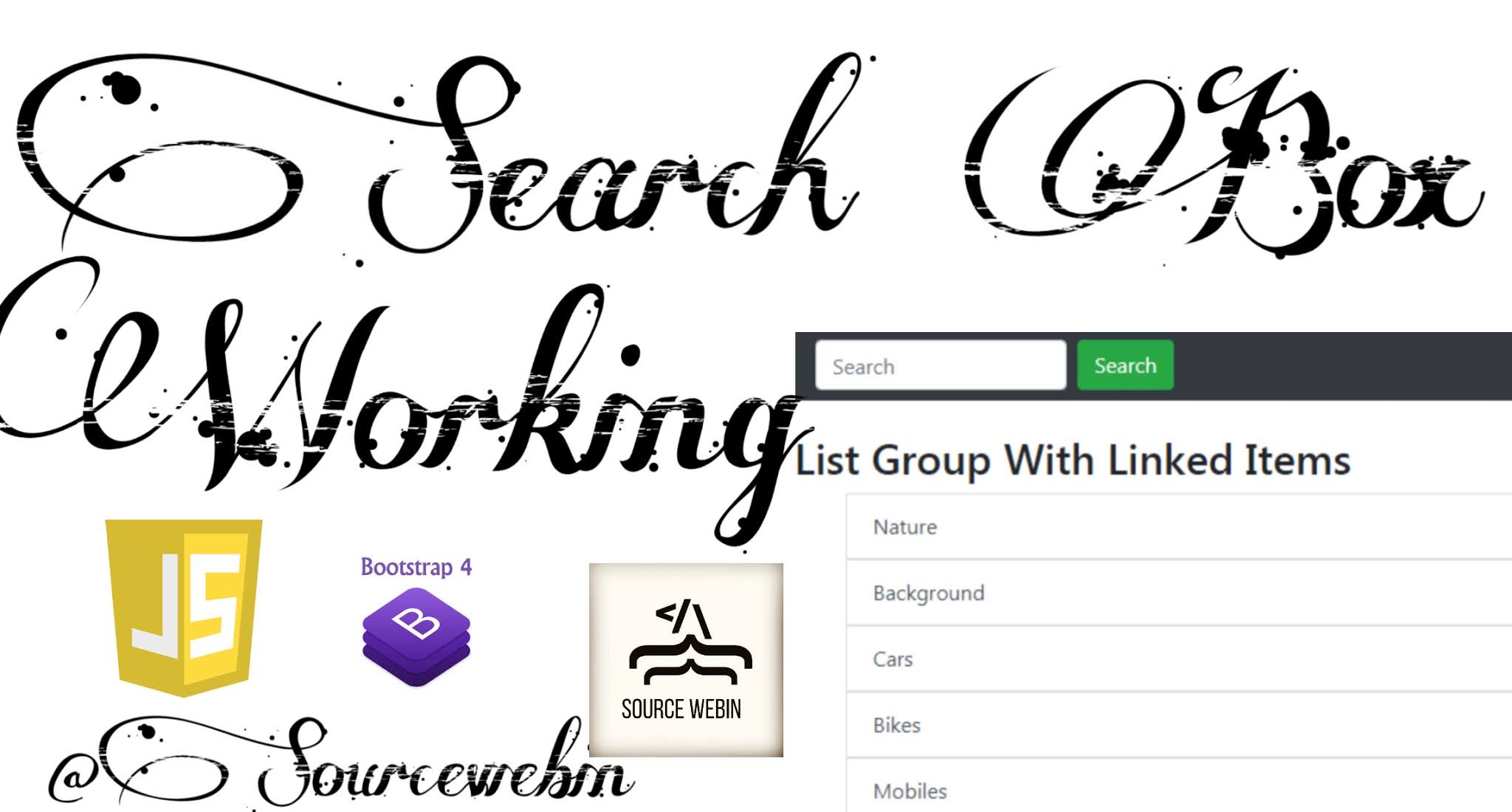 Search Box Using Bootstrap 4 & Java Script