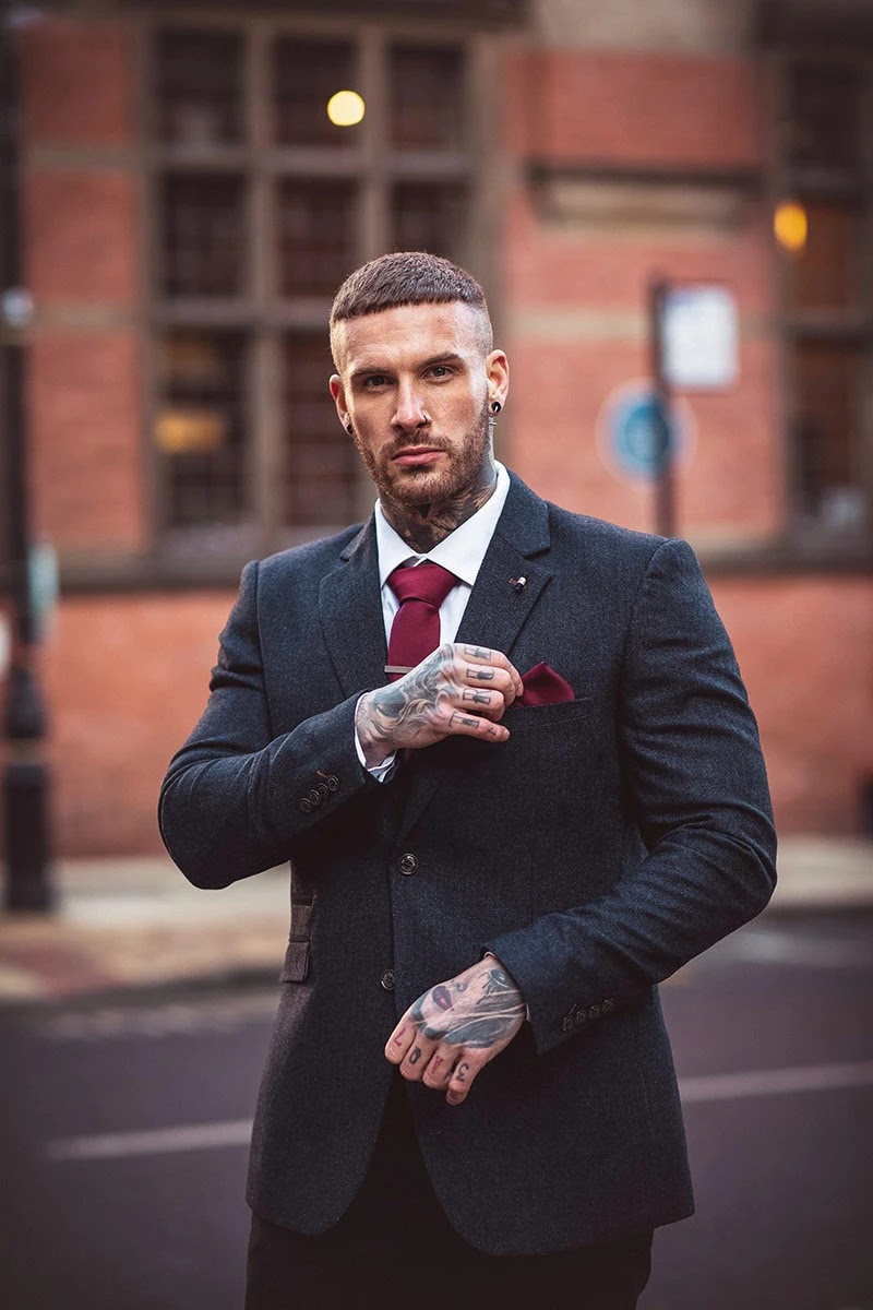 Martez navy tweed best sale suit