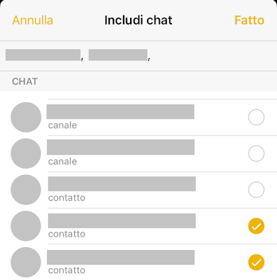 Telegram chat scelte