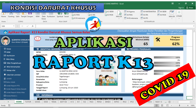 Aplikasi Raport K13 Sd Semester 1 Revisi 2020 Kang Martho