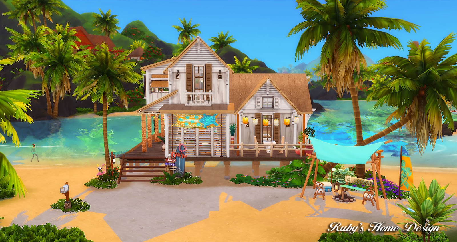 Sims 4 Beach Hideout 熱帶島嶼小屋 [No CC] [ Ruby's Home Design ]
