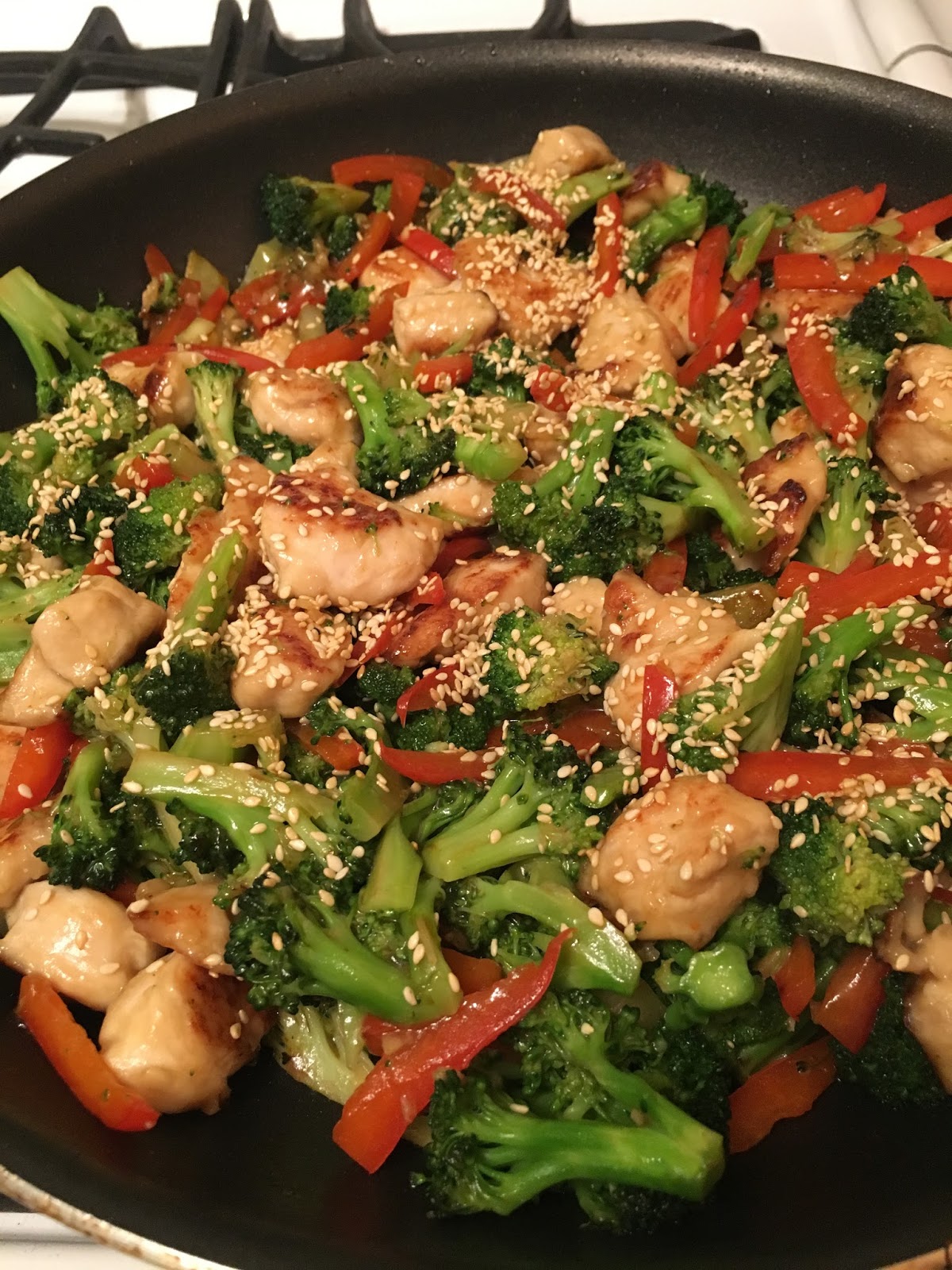handmade&homemade Sesame Chicken with Broccoli and Red Pepper