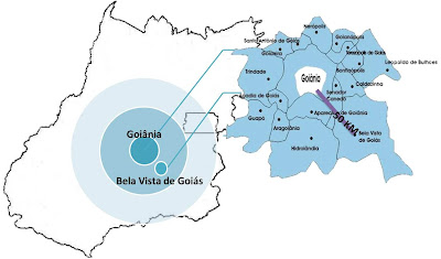 Mapa de cobertura da Rádio Mix Fm Goiânia/Bela Vista de Goiás