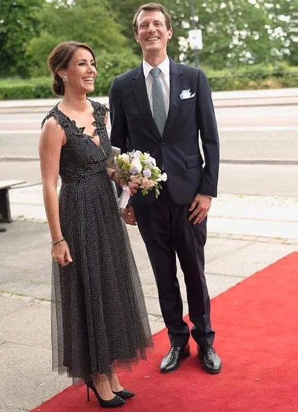 Princess Marie wore a new metallic tulle midi dress by Christopher Kane. Crown Prince Frederik, Prince Joachim and Countess Alexandra