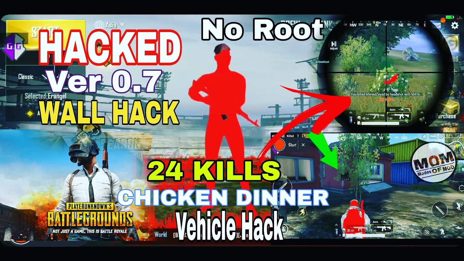 PUBG MOBILE HACK/MOD 0.7.0 - ANTIBANN,WALL HACK,ANTENNA ,COLOUR,NO ... - 