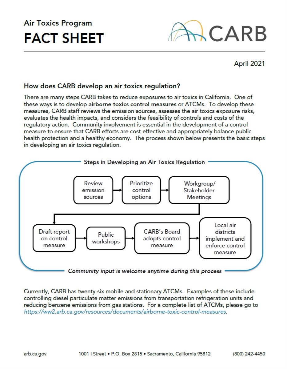 CARB Air Toxics Regulatory Process and Community Input Virtual